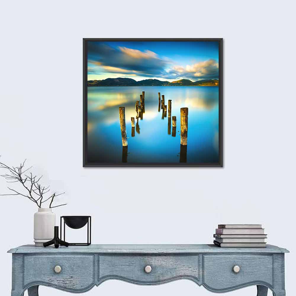 Wooden Pier On Lake Wall Art