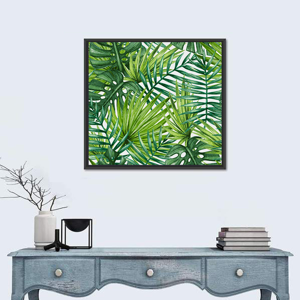 Palm Leaves Pattern Ii Wall Art in a room, square