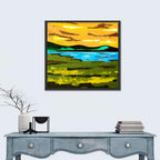 Golden Hour Mountain Lake Abstract Wall Art