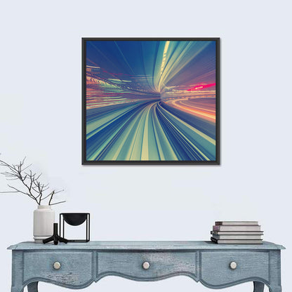 Monorail Night Light Trails Wall Art