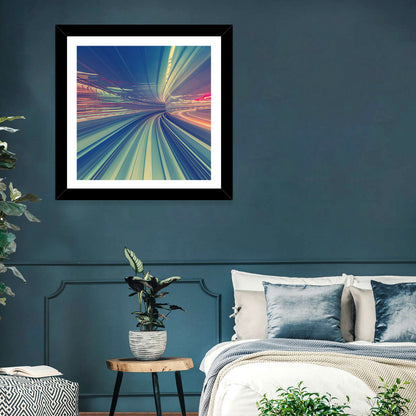Monorail Night Light Trails Wall Art