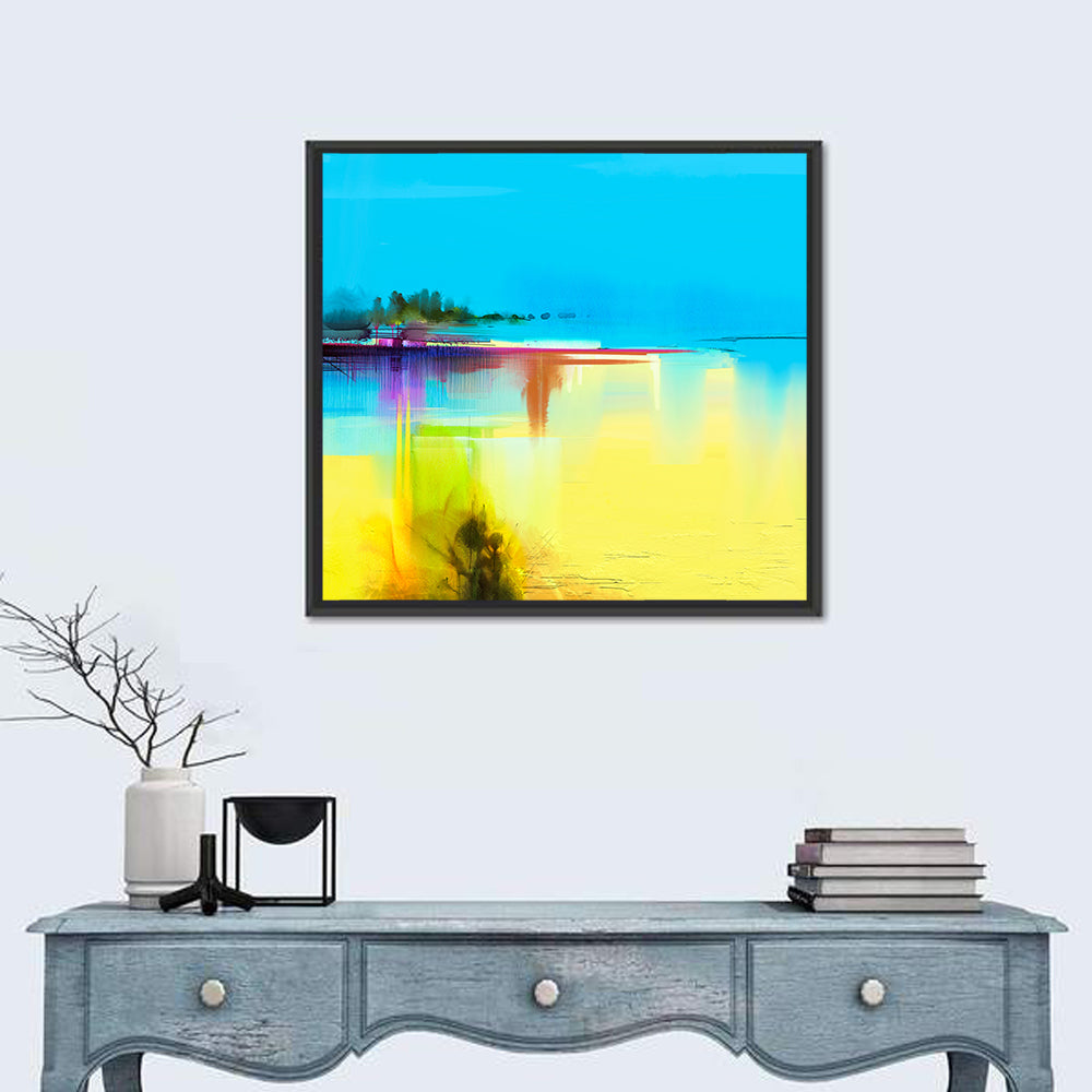 Sunlit Abstract Coastline in Spring Colors Wall Art