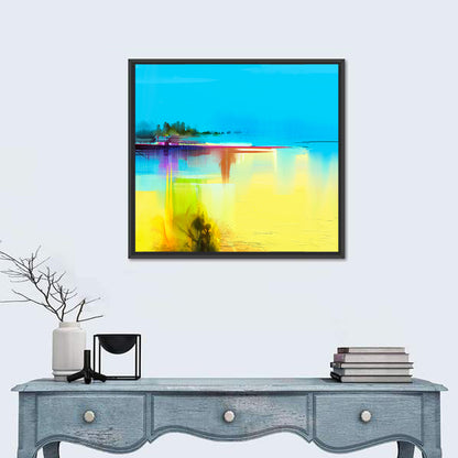 Sunlit Abstract Coastline in Spring Colors Wall Art