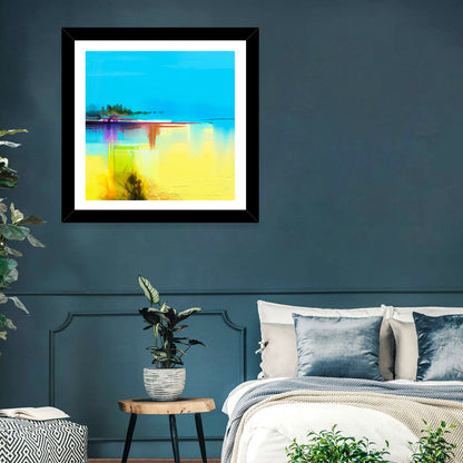 Sunlit Abstract Coastline in Spring Colors Wall Art