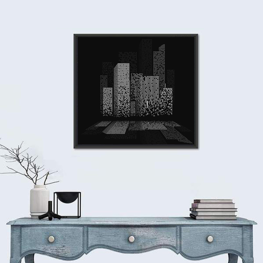 City Lights Abstract Wall Art in a room, square