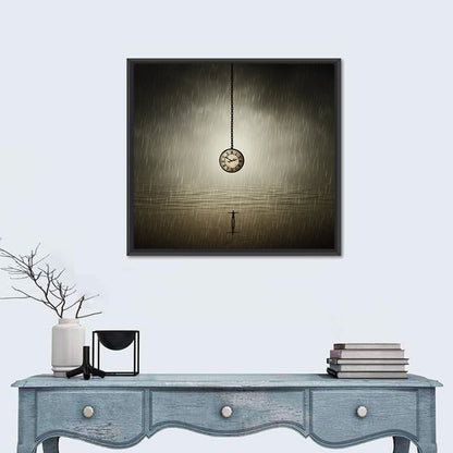 Suspended Pocket Watch in Rain Wall Art