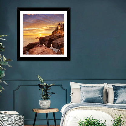 Bass Harbor Head Light at Sunset Wall Art