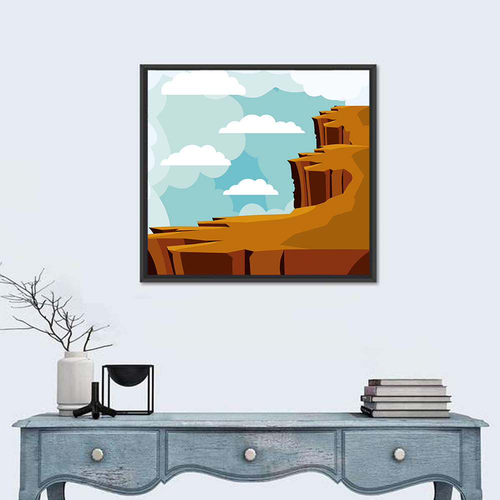 Minimalist Desert Cliffs Wall Art in a room, square