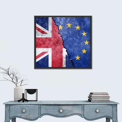 Divided Union Jack and Eu Flag Wall Art