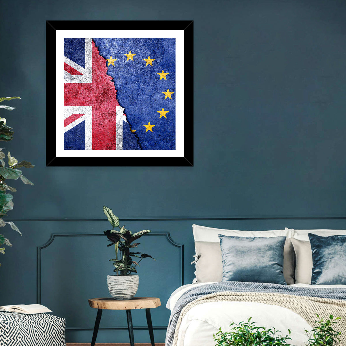 Divided Union Jack and Eu Flag Wall Art