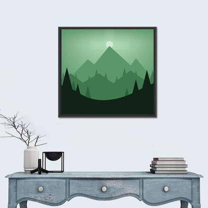 Geometric Mountain Sunset Illustration Wall Art
