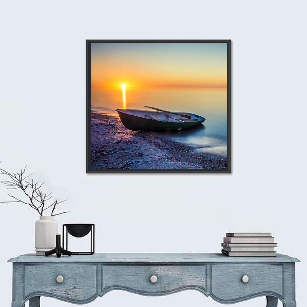 Rowboat Sunrise Seascape Wall Art