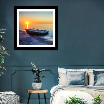 Rowboat Sunrise Seascape Wall Art