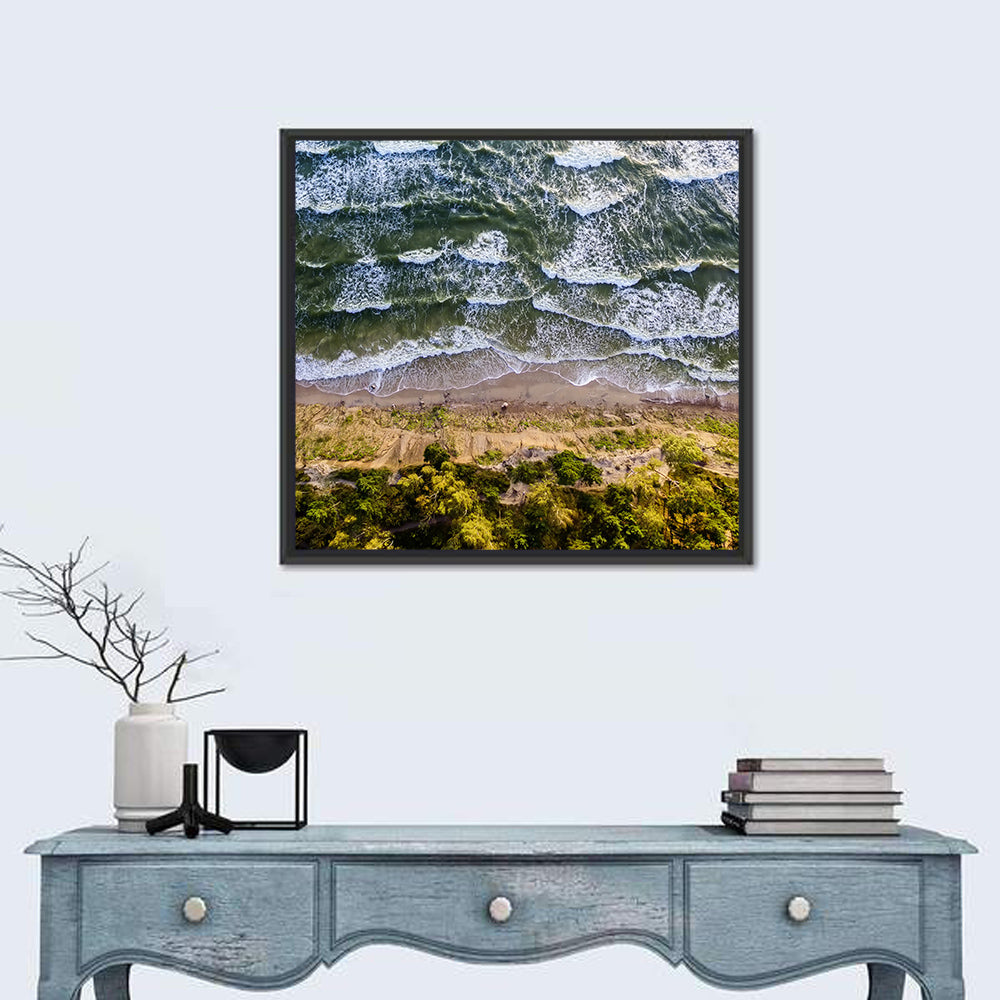 Aerial Waves Over Sandy Cliff Wall Art