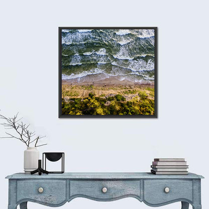 Aerial Waves Over Sandy Cliff Wall Art
