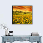 Sunflower Field at Golden Hour Wall Art
