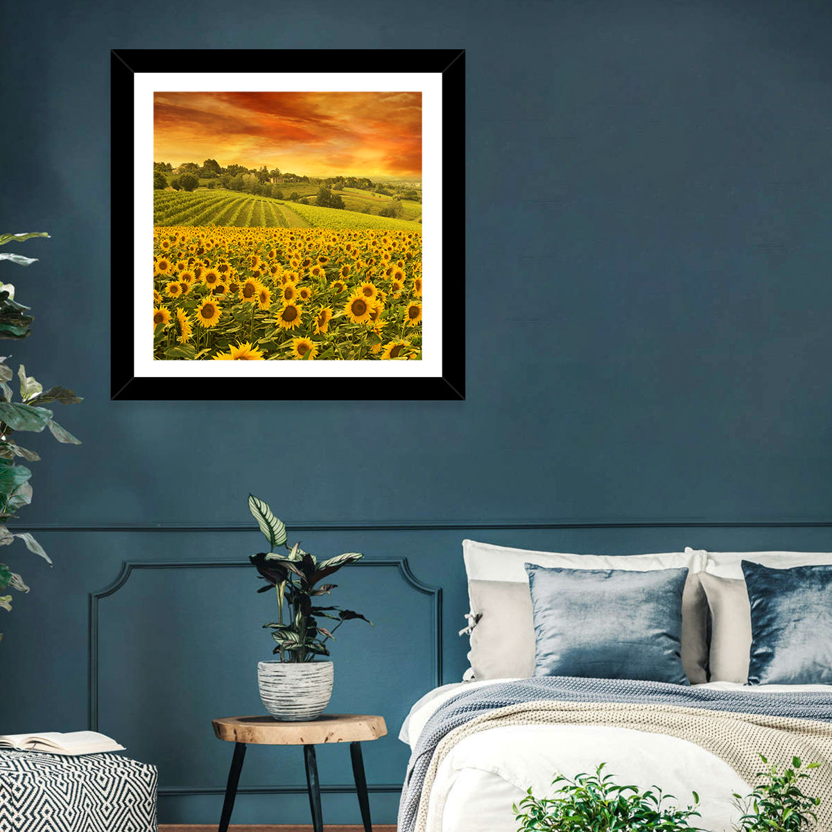Sunflower Field at Golden Hour Wall Art