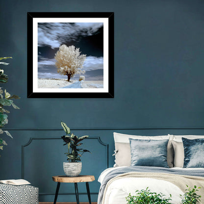 Infrared Winter Willow Tree Wall Art