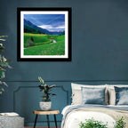 Snow-capped Peaks and Floral Meadow Wall Art