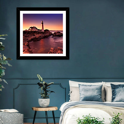 Portland Head Light at Dusk Wall Art