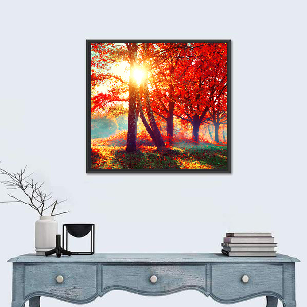 Autumn Park Sunrise Wall Art