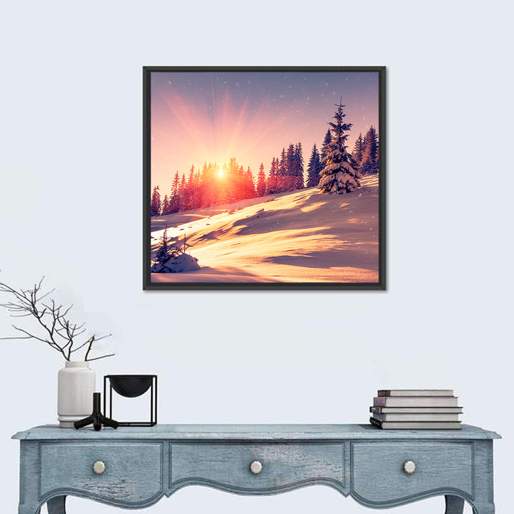 Winter Mountains Sunrise Wall Art