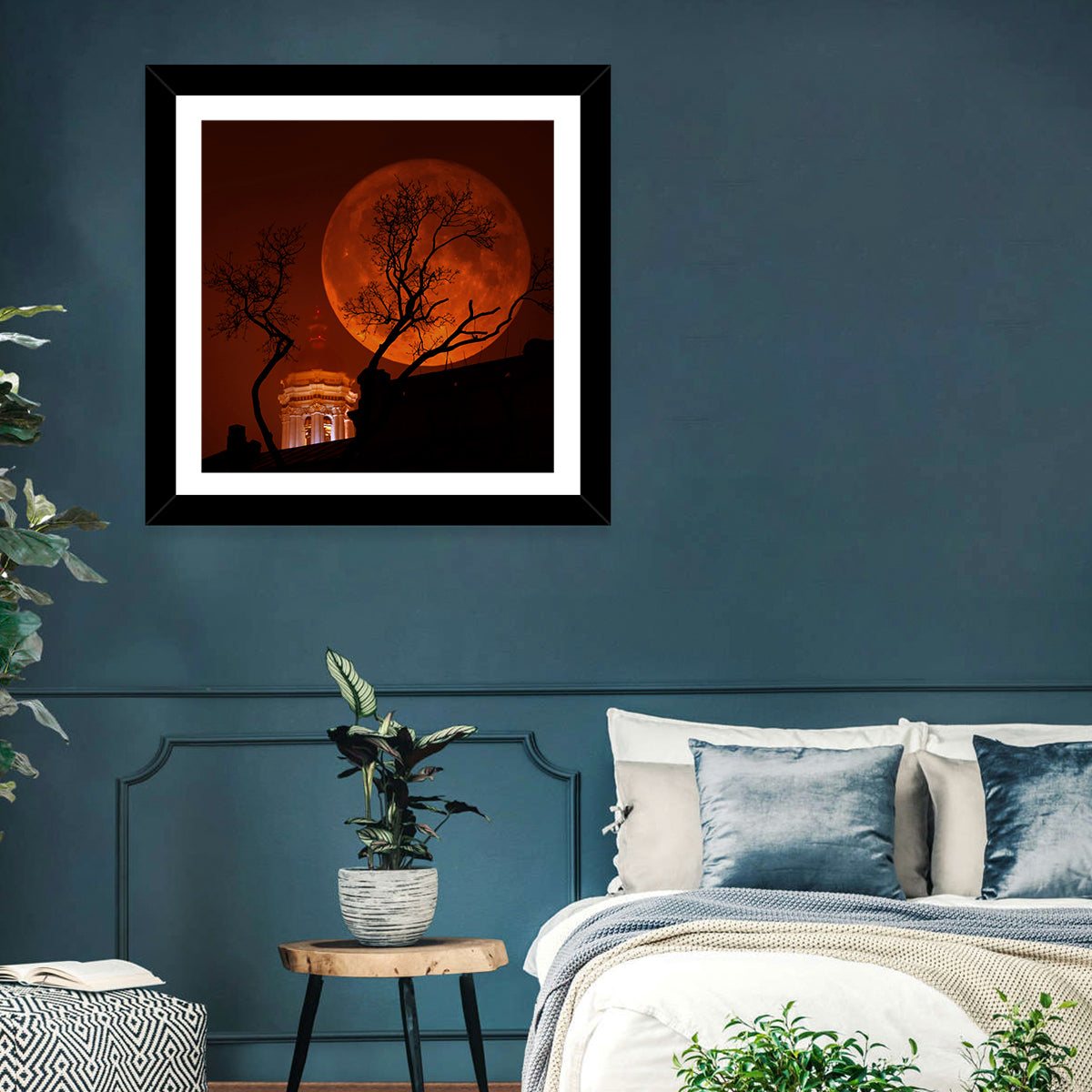 Haunted Supermoon Over Church Spire Wall Art
