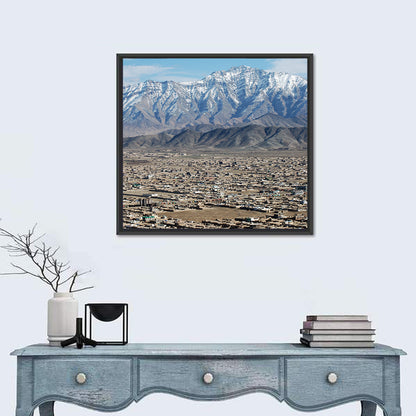 Kabul from Above with Snow-capped Mountains Wall Art