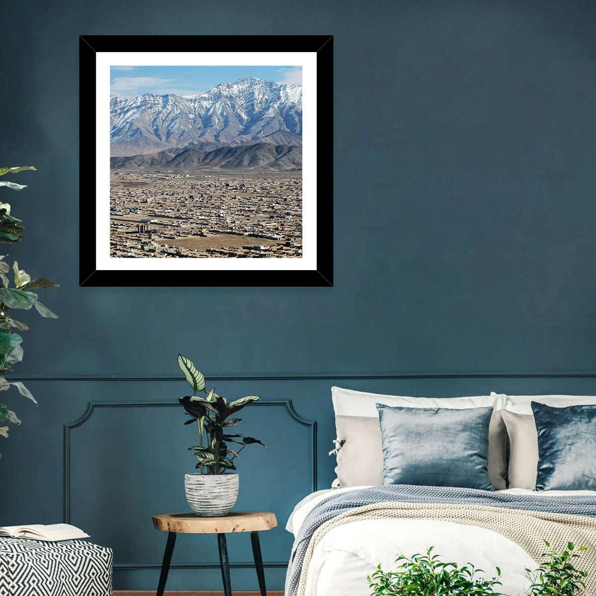 Kabul from Above with Snow-capped Mountains Wall Art