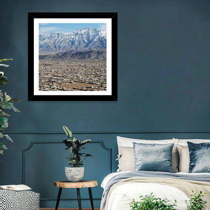 Kabul from Above with Snow-capped Mountains Wall Art