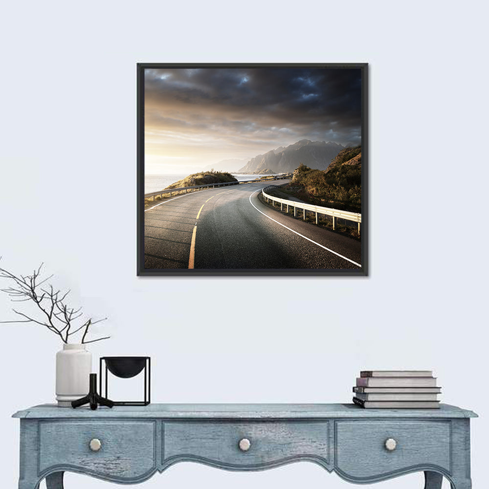 Golden Sunrise Coastal Road Wall Art