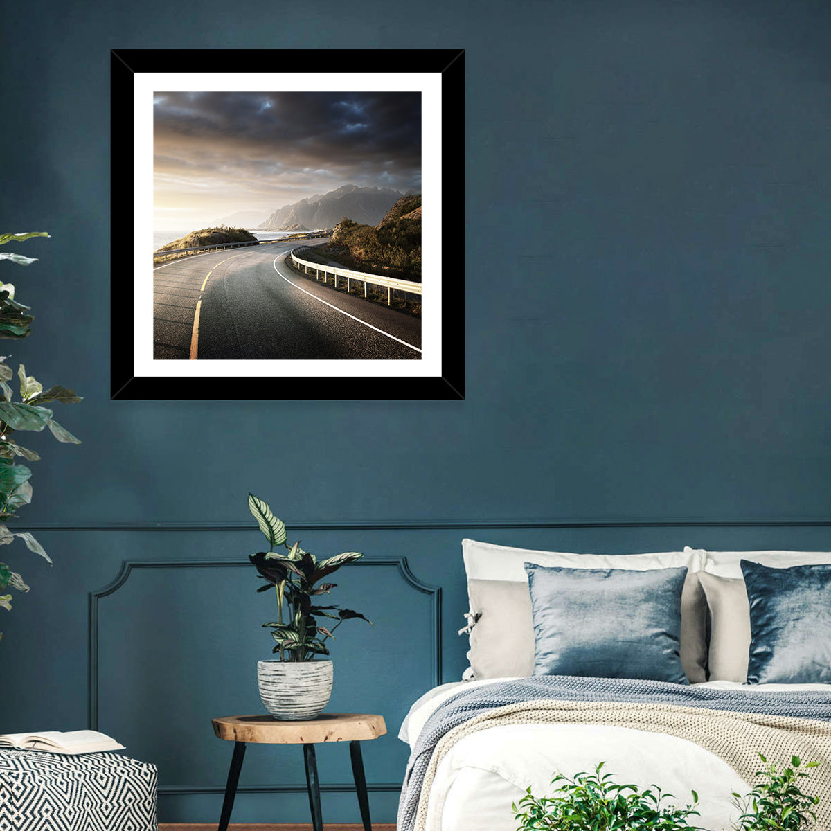 Golden Sunrise Coastal Road Wall Art