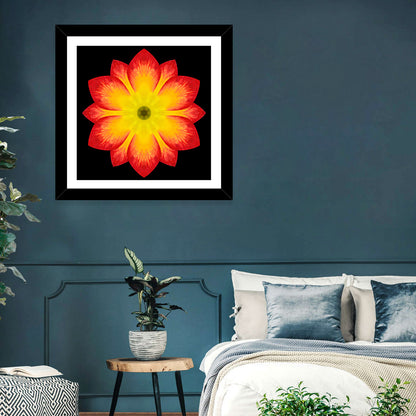 Red Yellow Mandala Flower Pattern Wall Art