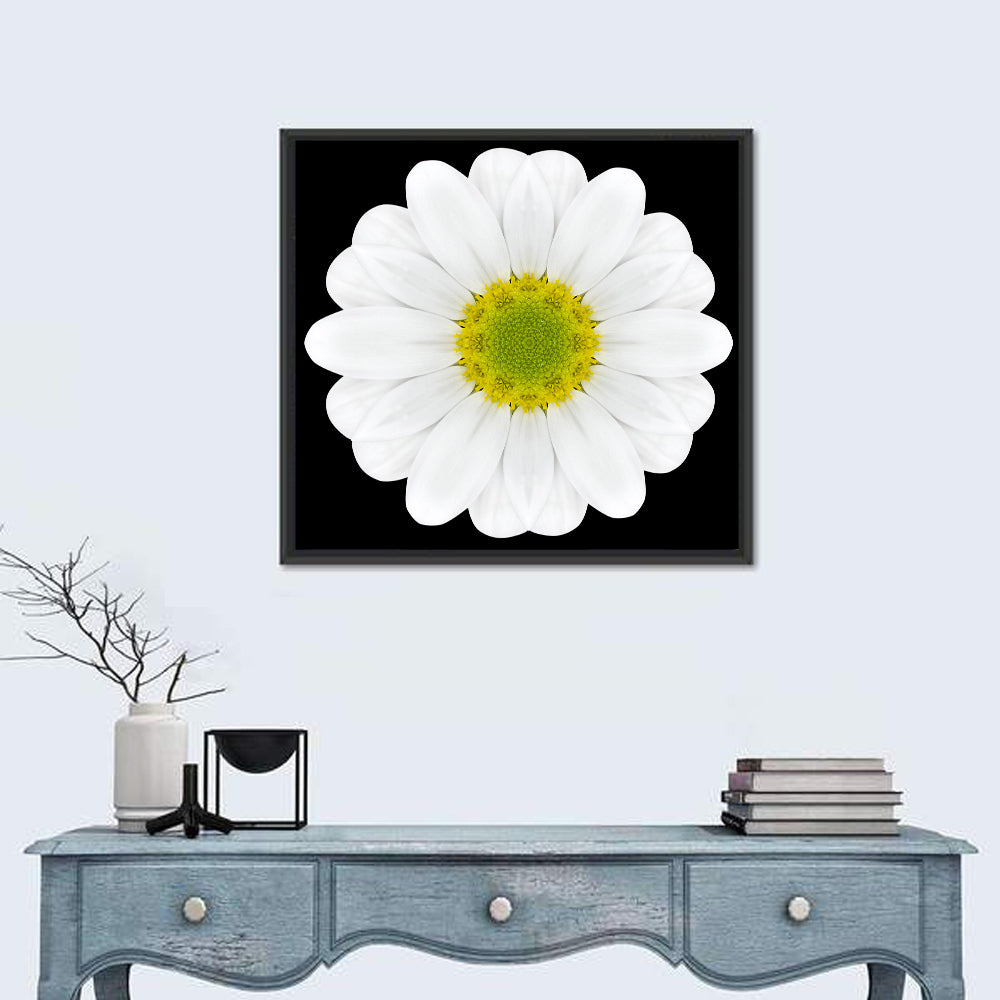 High Contrast Daisy Mandala Pattern Wall Art