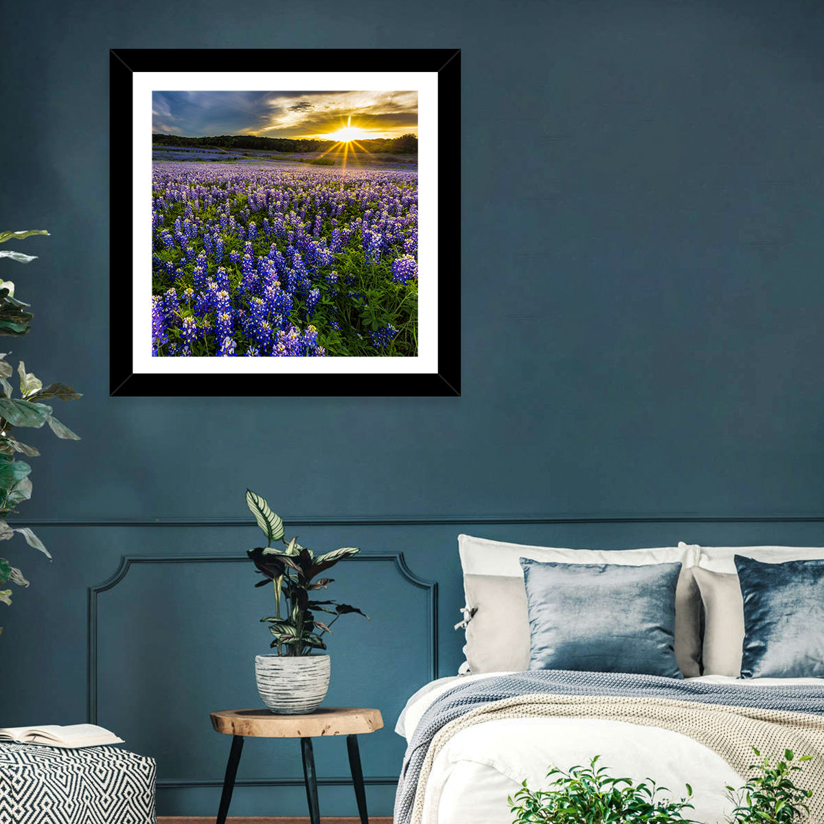 Texas Bluebonnet Field at Sunset Wall Art