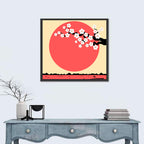 Cherry Blossom with Red Sun Wall Art