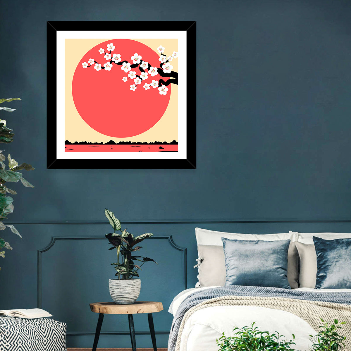 Cherry Blossom with Red Sun Wall Art