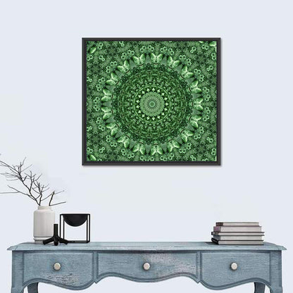 Green Botanical Kaleidoscope Mandala Wall Art
