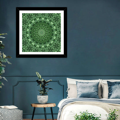 Green Botanical Kaleidoscope Mandala Wall Art