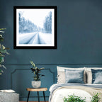 Tire Tracks on Snowy Road Wall Art