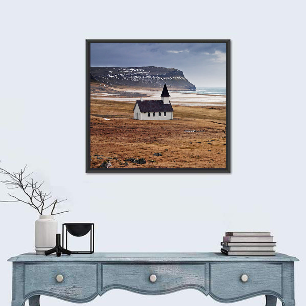 Icelandic Church with Dark Steeple Wall Art