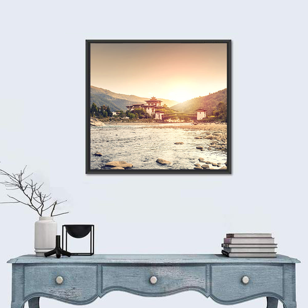 Punakha Dzong at Golden Hour Wall Art