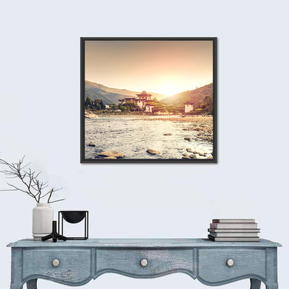 Punakha Dzong at Golden Hour Wall Art