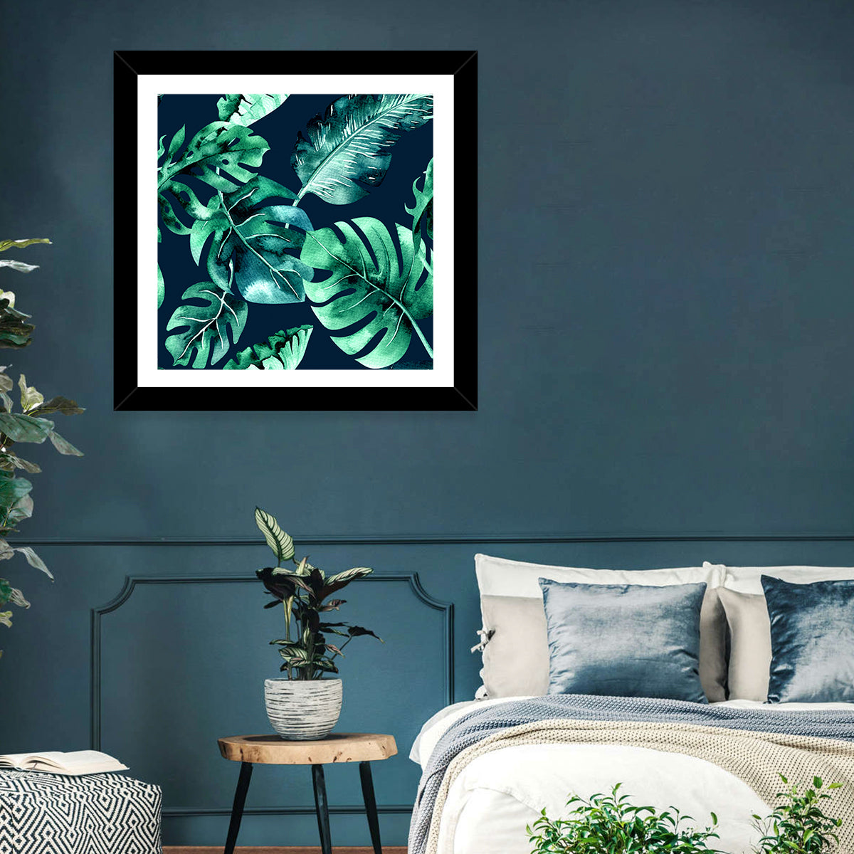 Tropical Watercolor Leaf Pattern Wall Art