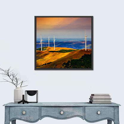 Golden Hour Wind Turbines Wall Art