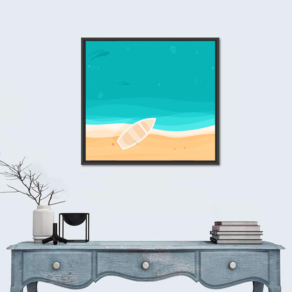Sandy Beach Aerial Illustration Wall Art