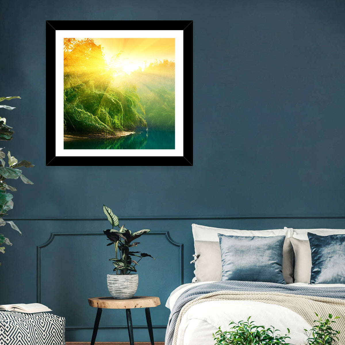 Golden Bamboo Riverbank Wall Art