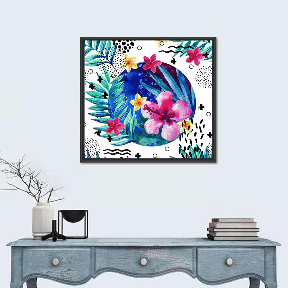 Tropical Botanical Circle Pattern Wall Art