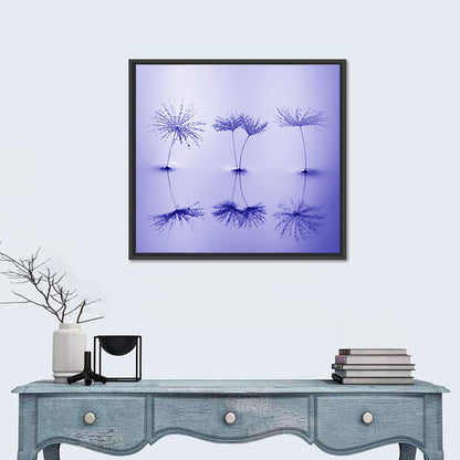 Blue Dandelion Seeds with Reflections Wall Art