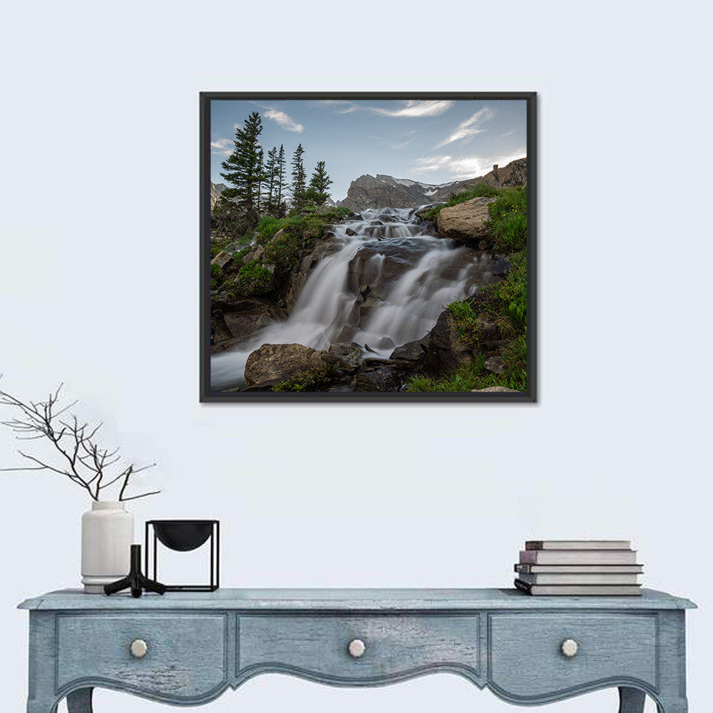 Brainard Lake Waterfall Wall Art in a room, square